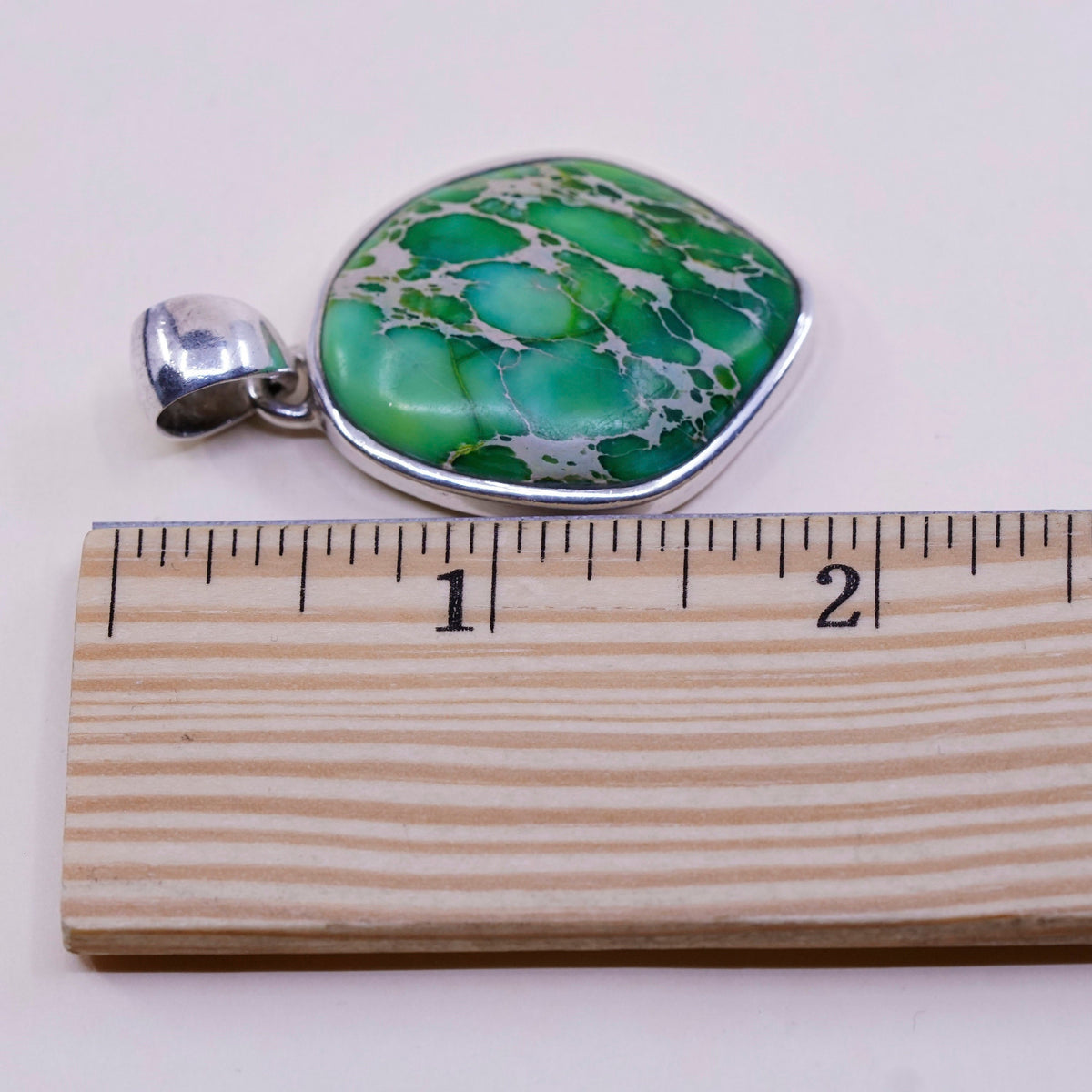 Sterling silver handmade pendant, Mexican 925 w/ Carioca lake turquoise
