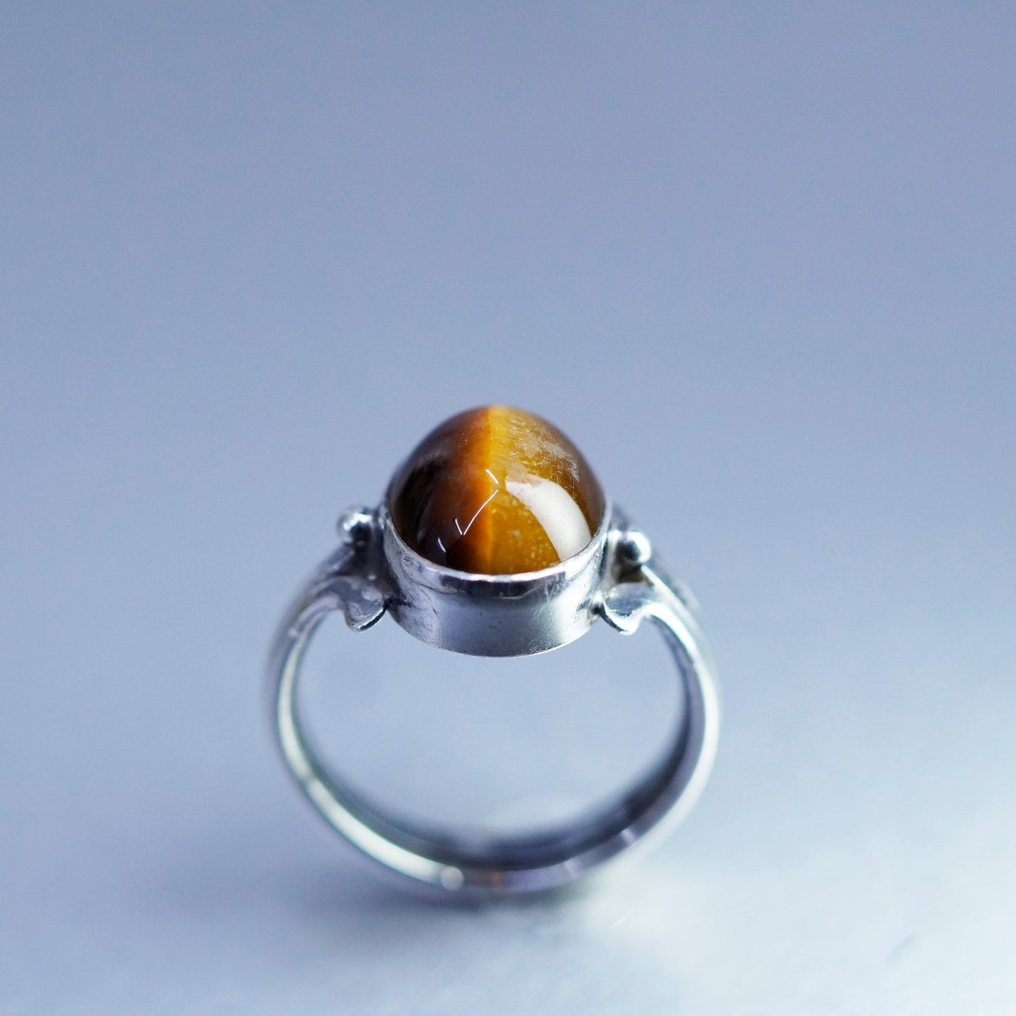 Size 5, vintage Sterling 925 silver handmade ring with golden tiger eye