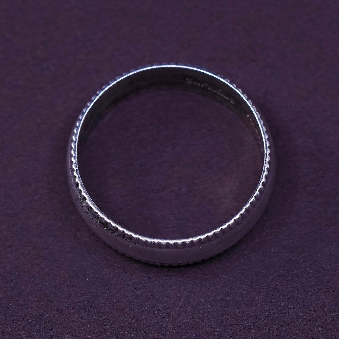 sz 7.5, vtg Sterling silver handmade ring, 925 band w/ rope cable