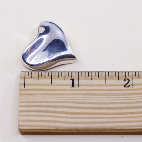 Vintage Sterling Silver Heart Pendant, Modern 925 Silver Charm, Stamped 925