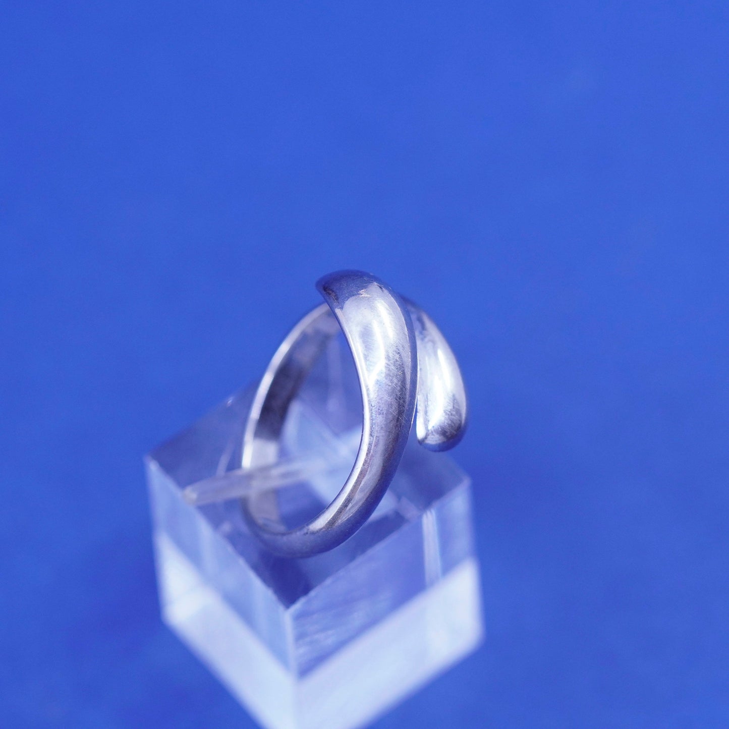 Size 8.25, vintage Sterling silver handmade wrapped ring, 925 statement band