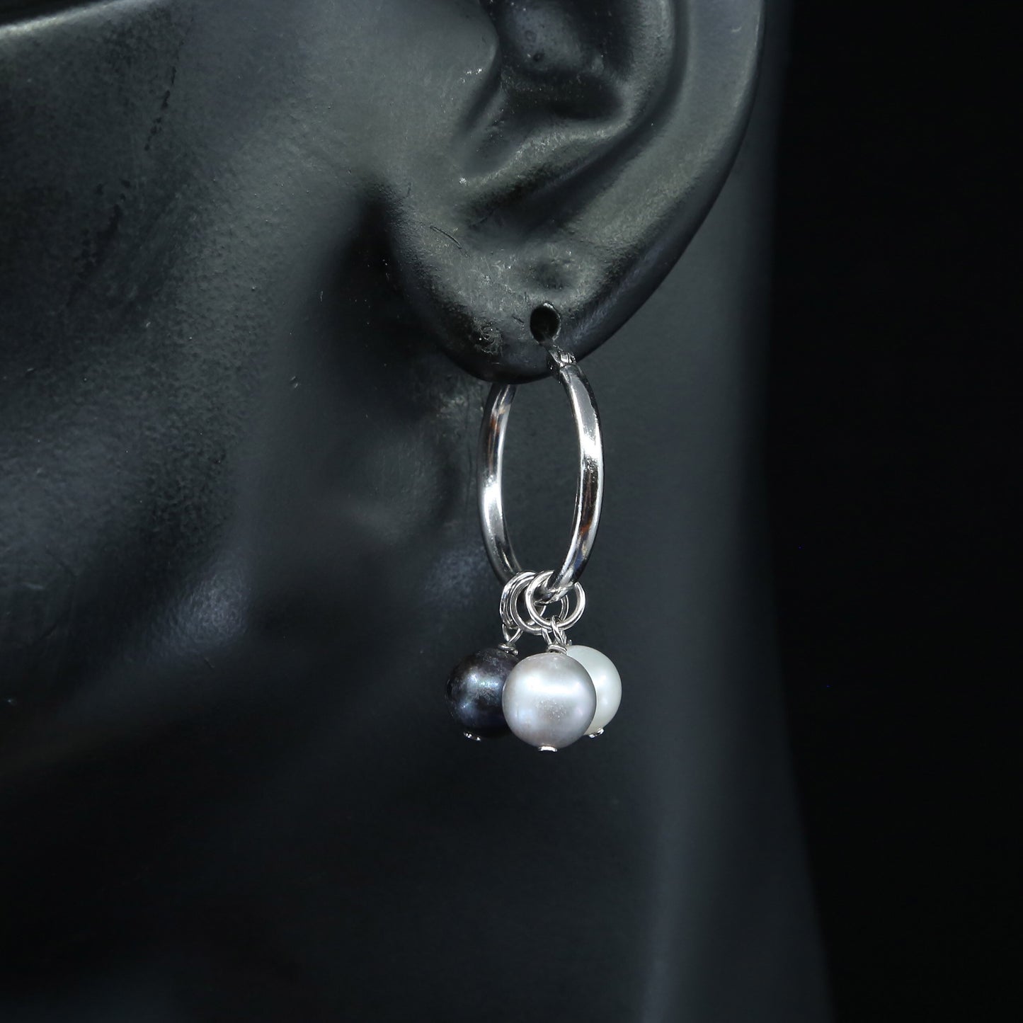 1", Sterling silver handmade earrings, 925 hoops w/ pearl dangles