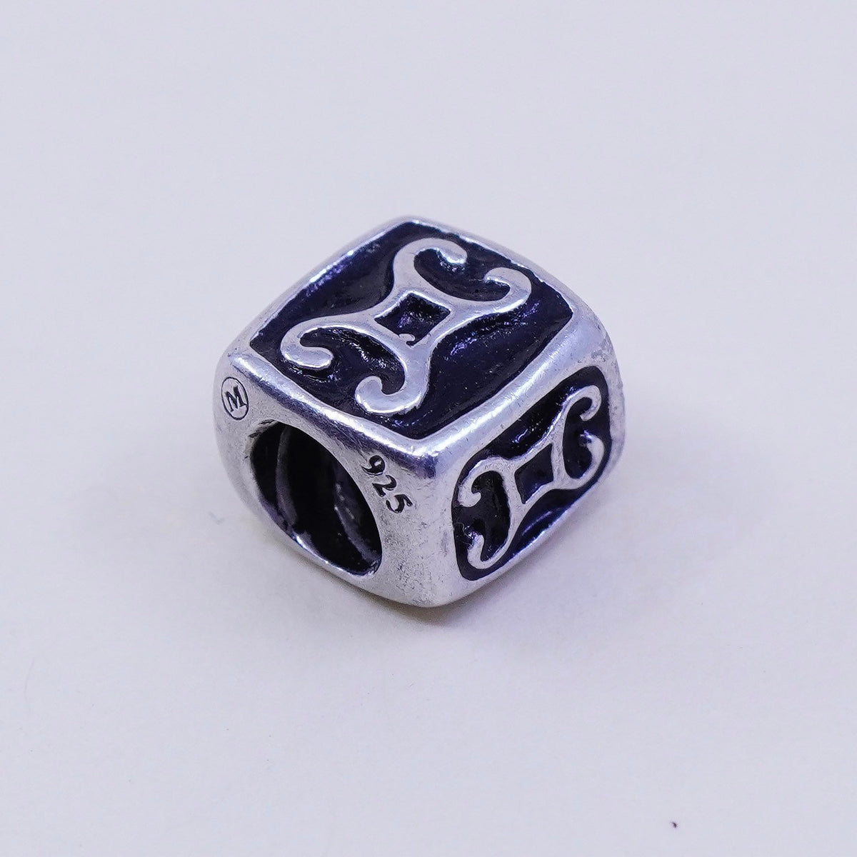 Vintage Cham Sterling silver handmade pendant, 925 Gemini bead charm