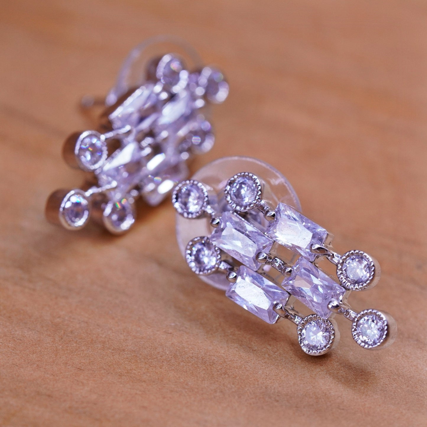 Vintage Sterling 925 silver clear Cz studs, Swarovski earrings
