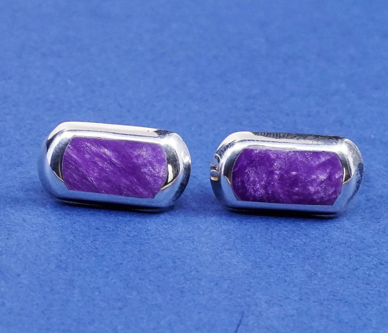 vtg mexico Sterling 925 silver amethyst studs, earrings
