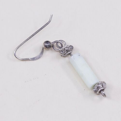 Amazing handmade Sterling 925 Silver earrings, 925 Wire Hooks W/ Jade Tube