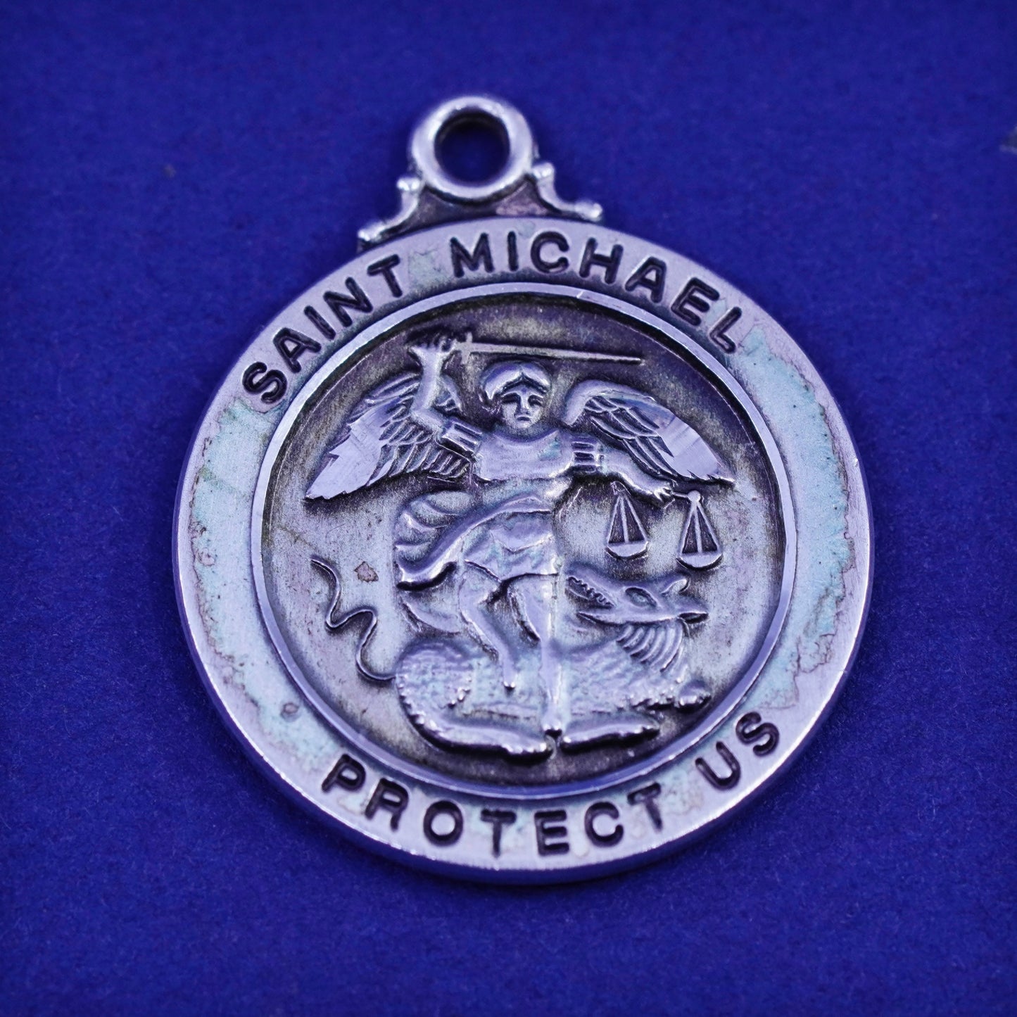 Chapel sterling silver US Marines pendant, 925 charm “saint Michael protect us