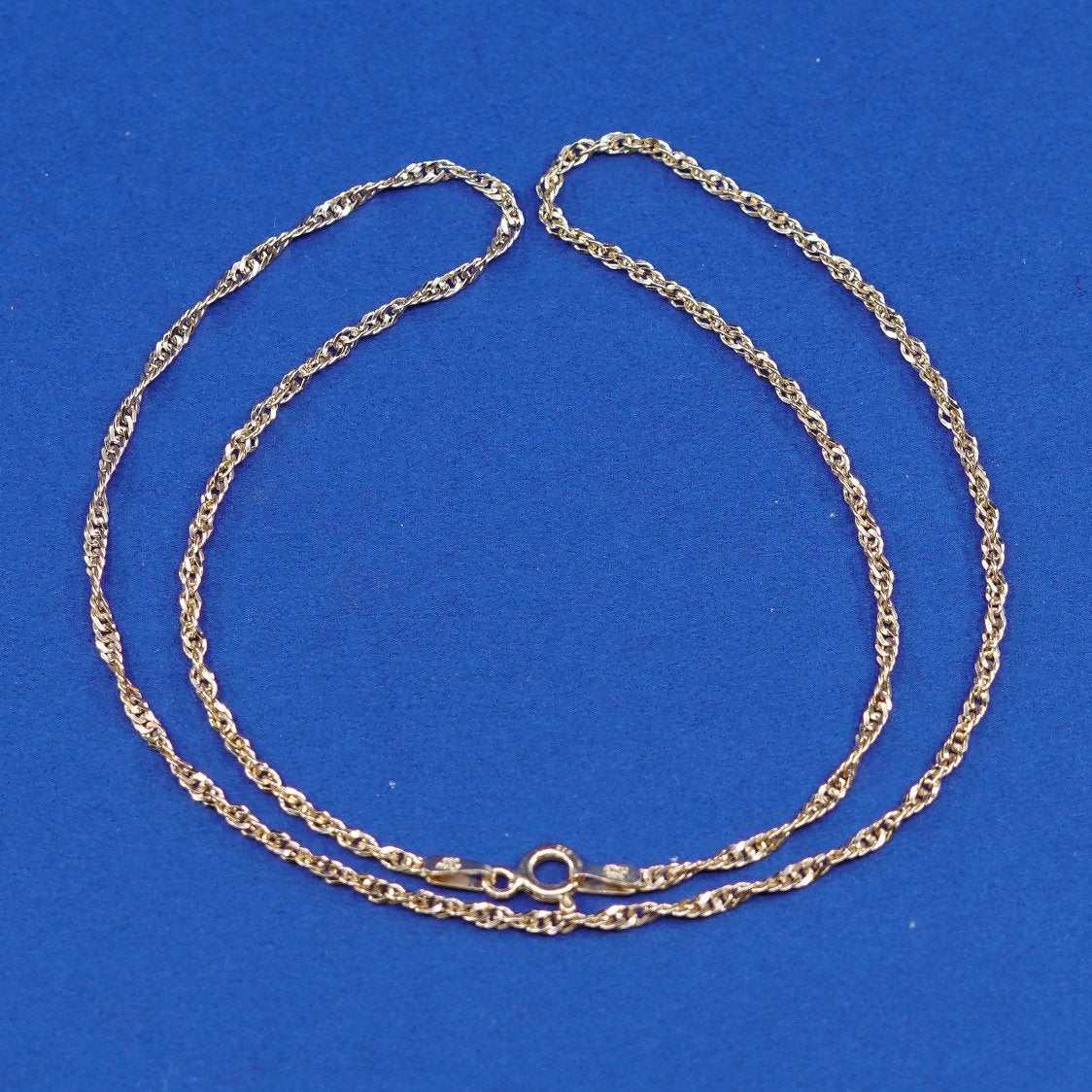 16" Italy Sterling silver handmade necklace Vermeil gold 925 twisted curb chain