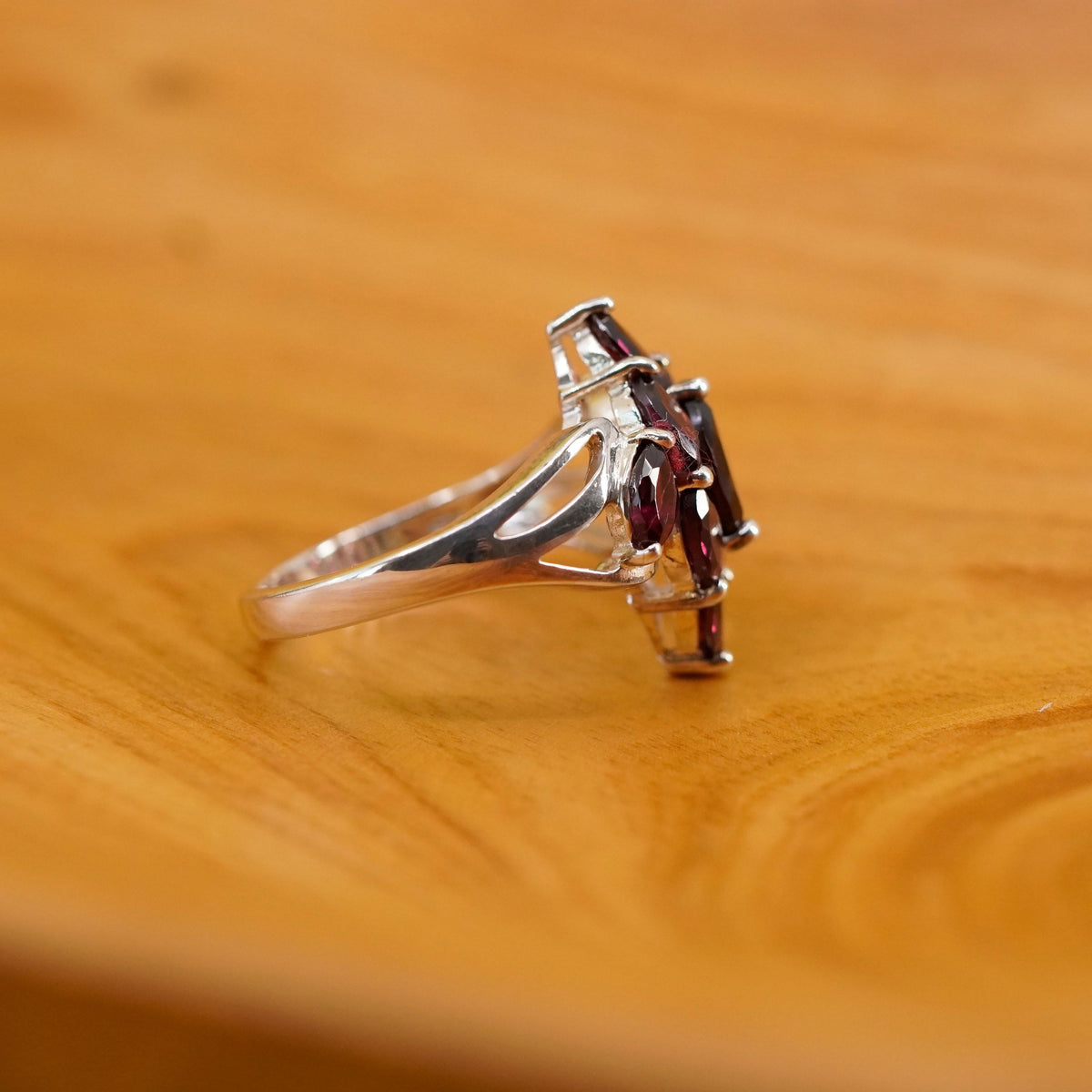 Size 8, vintage Sterling 925 silver handmade ring with ruby