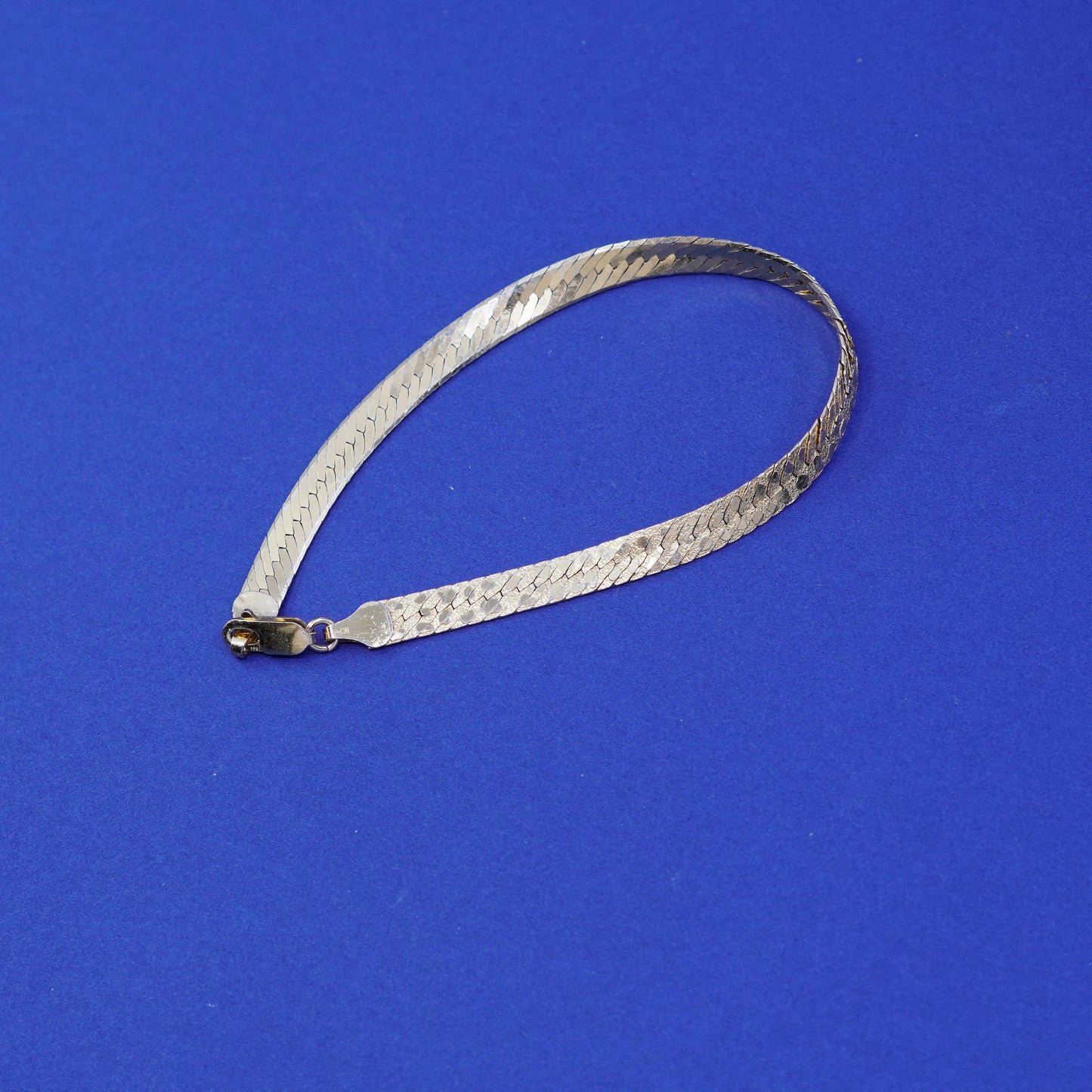 7.75”, vintage vermeil gold over Sterling silver bracelet 925 herringbone chain