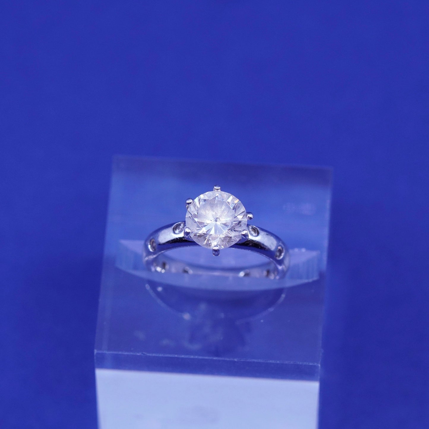 Size 5, vintage Sterling 925 silver engagement ring with cz