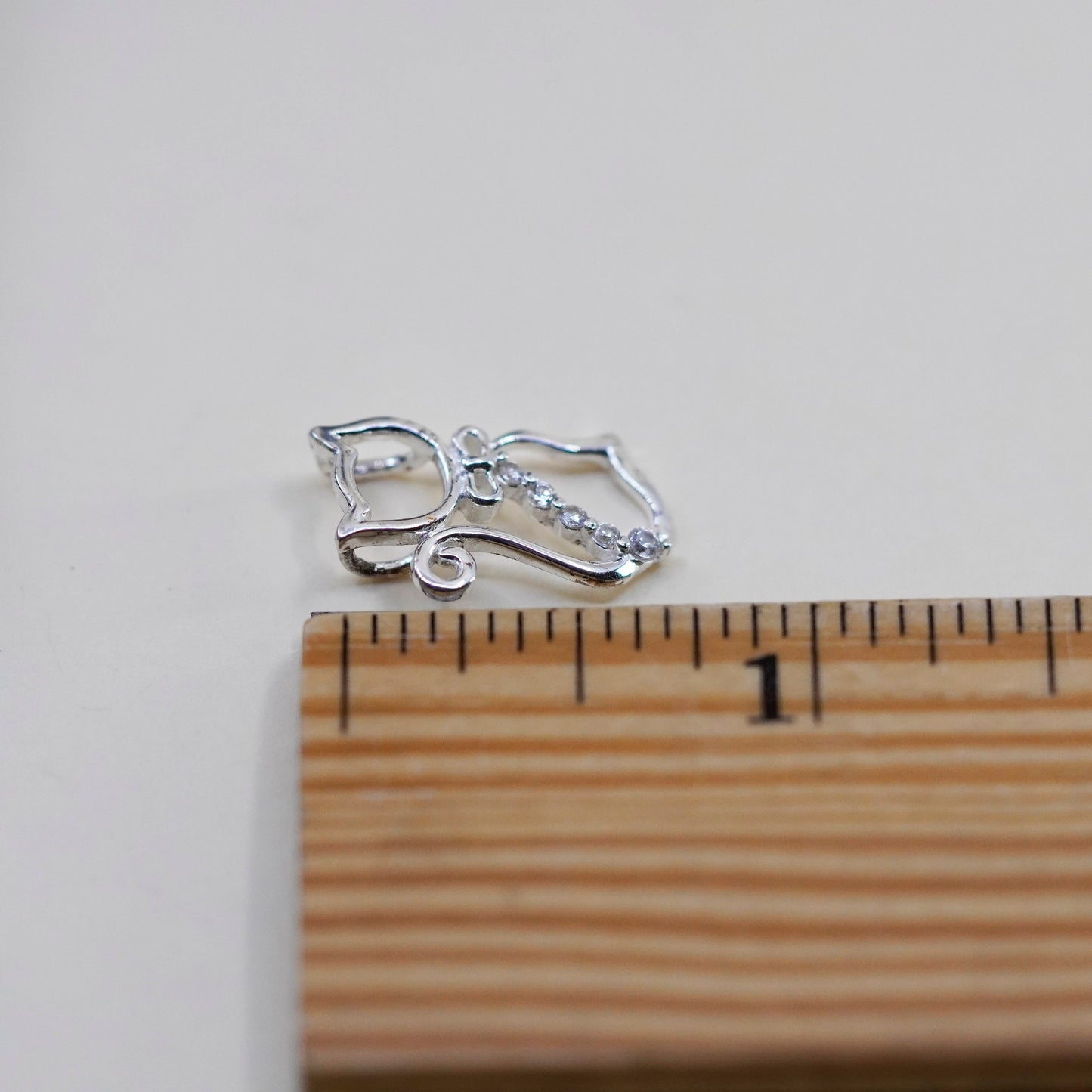 Sterling 925 silver cat kittie birthstone pendant charm with Cz
