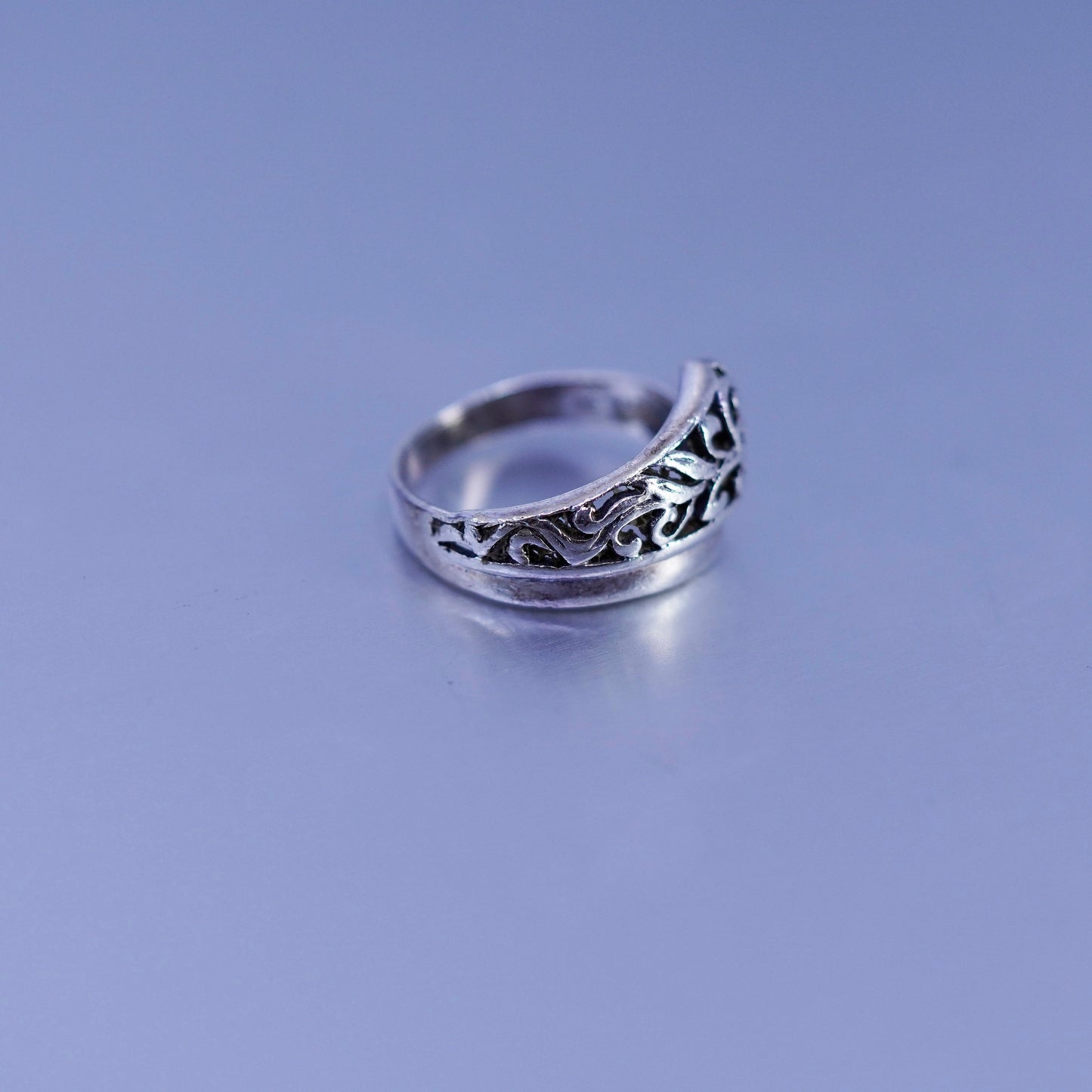 Size 6.5, vintage Sterling 925 silver handmade ring, filigree band
