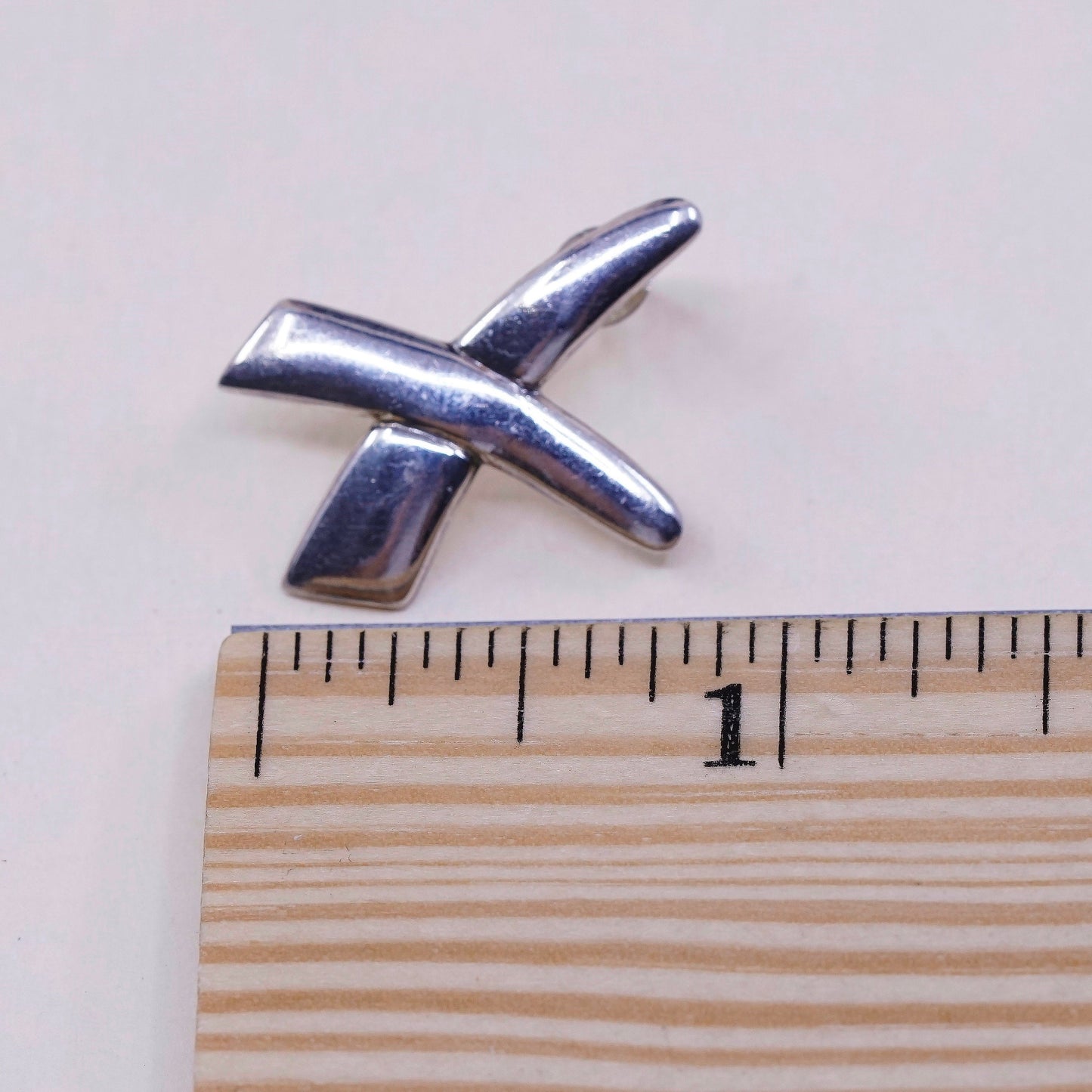 Vintage Sterling silver handmade earrings, 925 cross studs