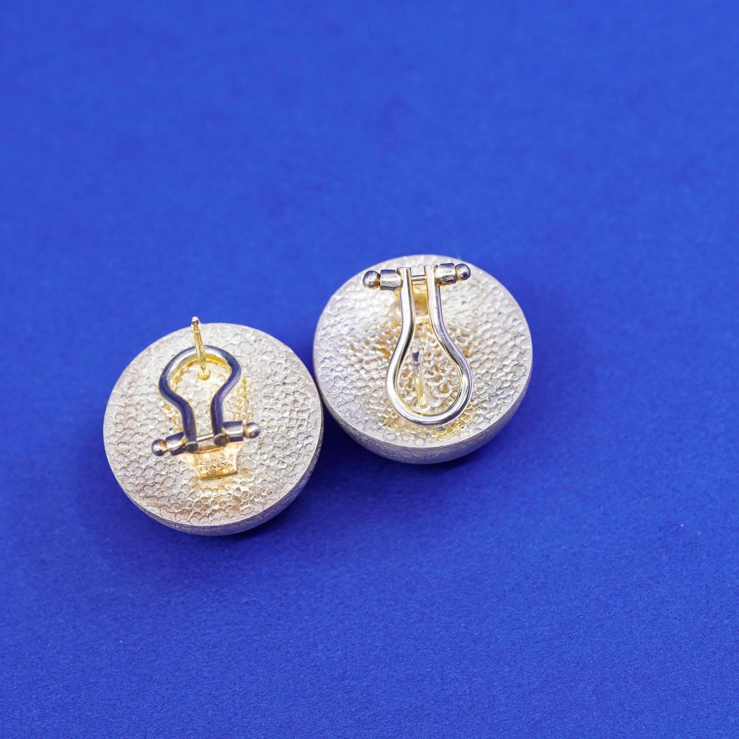 Italy vermeil gold filled sterling silver handmade earrings, matte 925 studs
