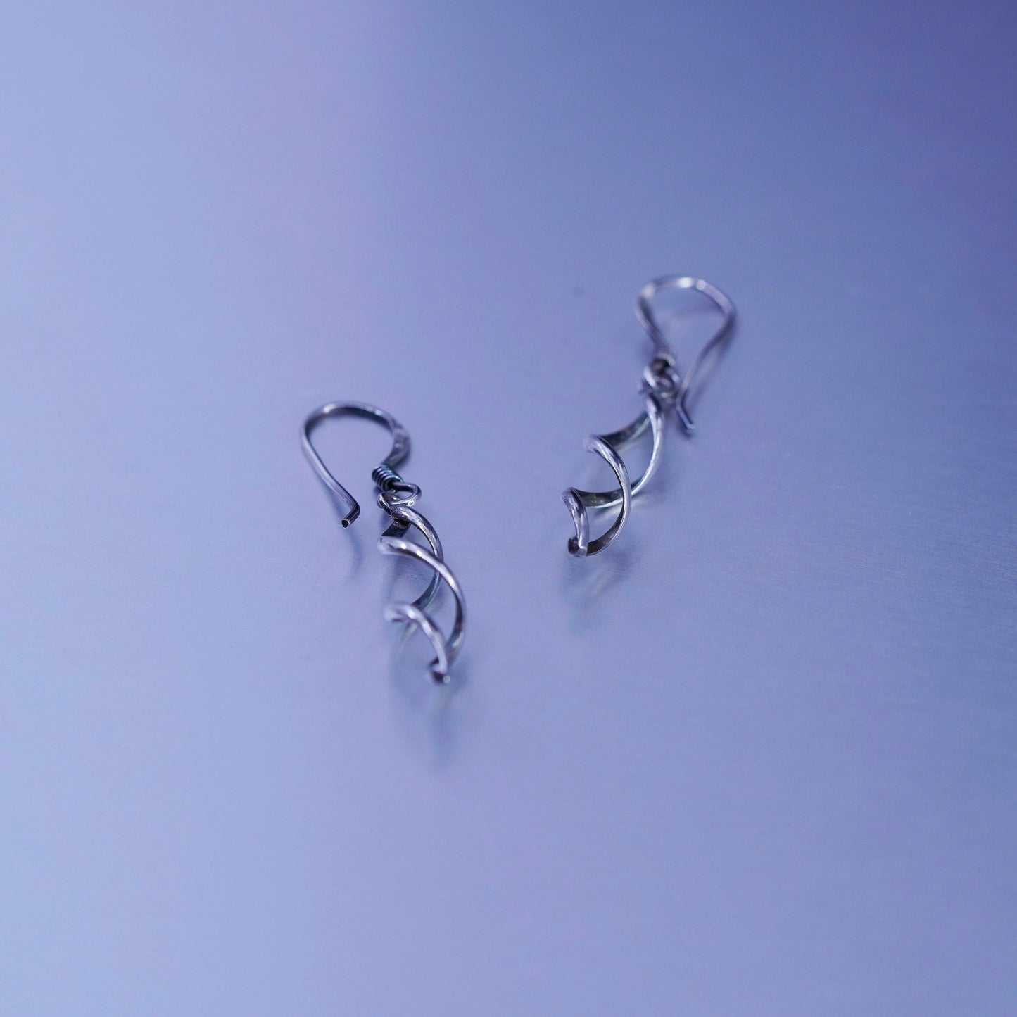 Vintage Sterling 925 silver handmade twisted earrings drops