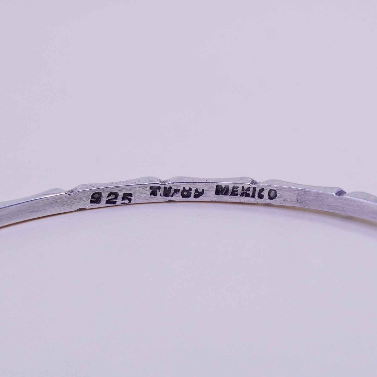 8”, Mexico sterling silver handmade 925 bracelet, bamboo knot textured bangle
