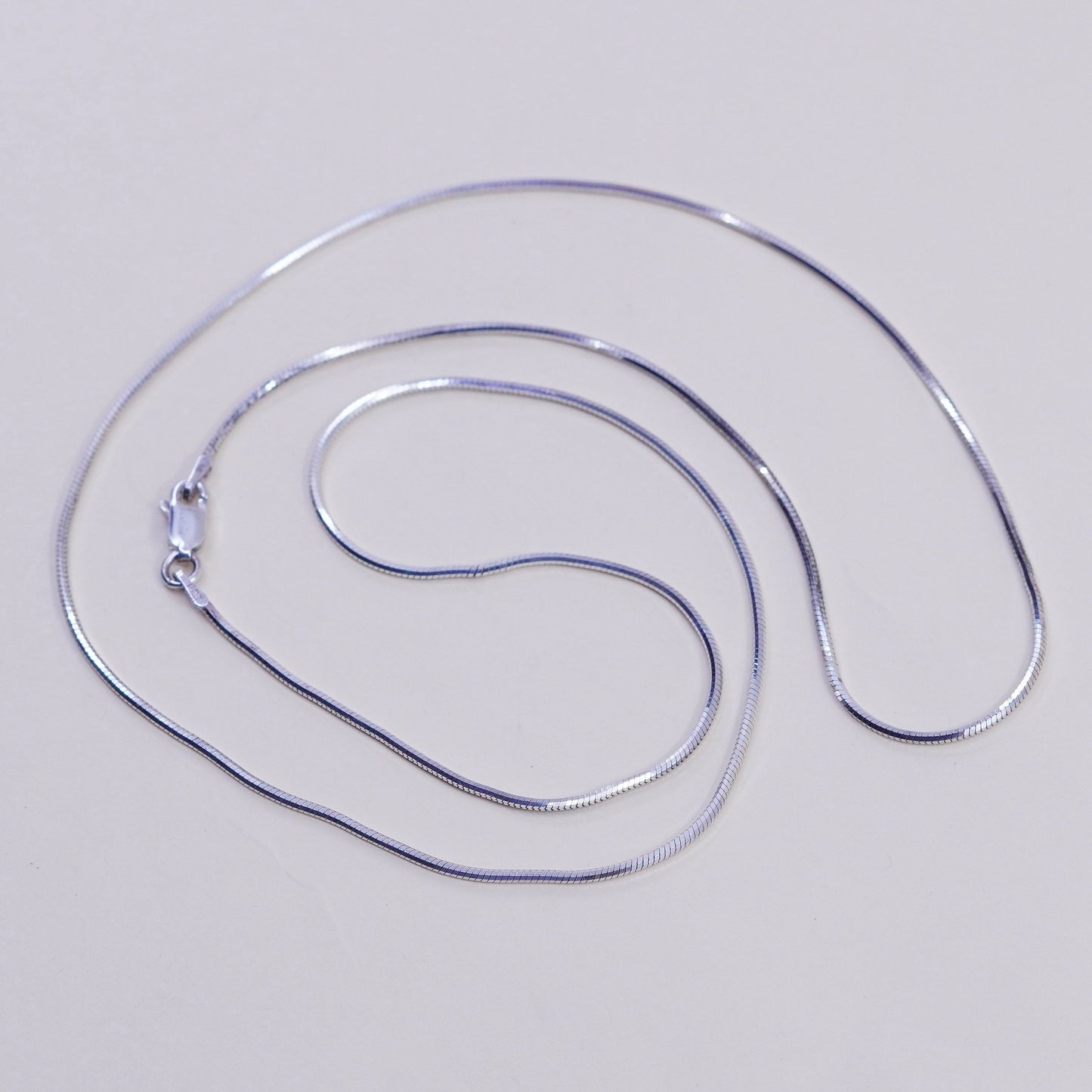 24”, 1mm, Vintage sterling silver square snake chain, Italy 925 necklace