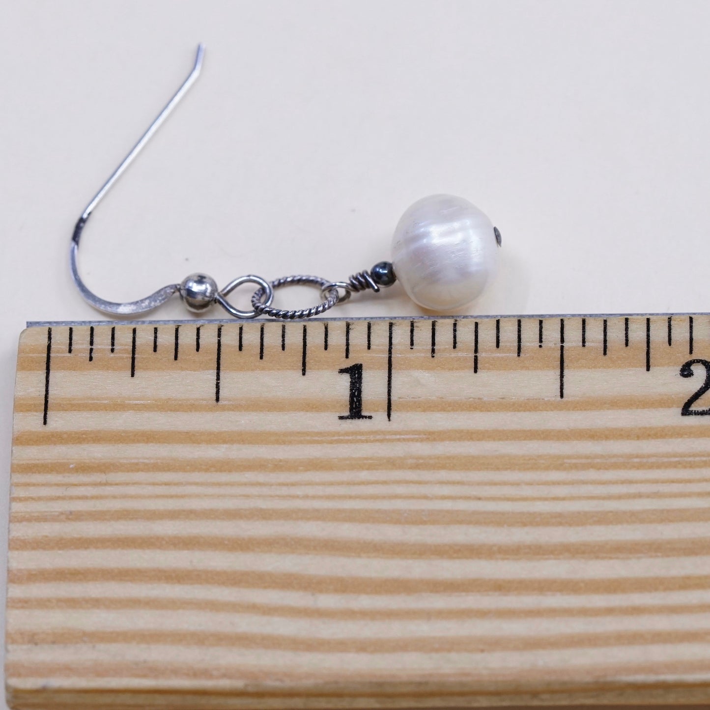 Vintage Sterling 925 silver handmade earrings with pearl drops