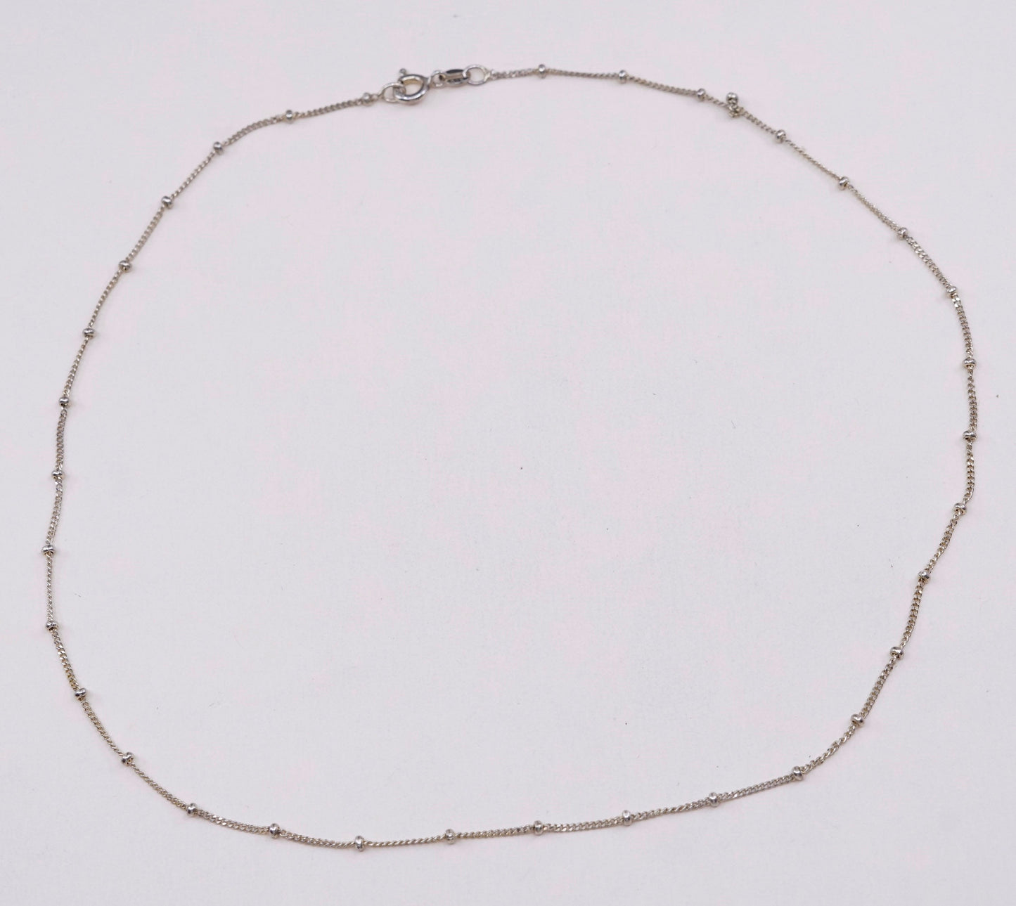 16”, vermeil Gold over sterling silver curb chain w/ beads, Italy 925 necklace