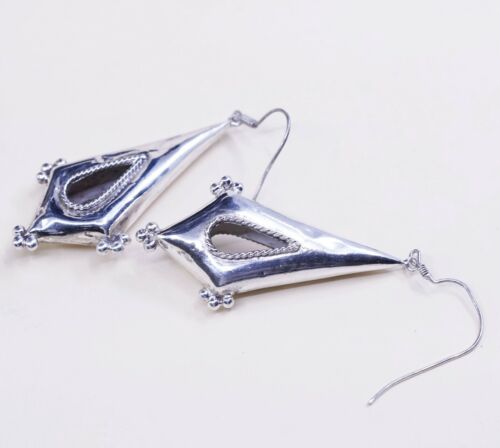 Vintage sterling silver handmade earrings, 925 Teardrop dangles