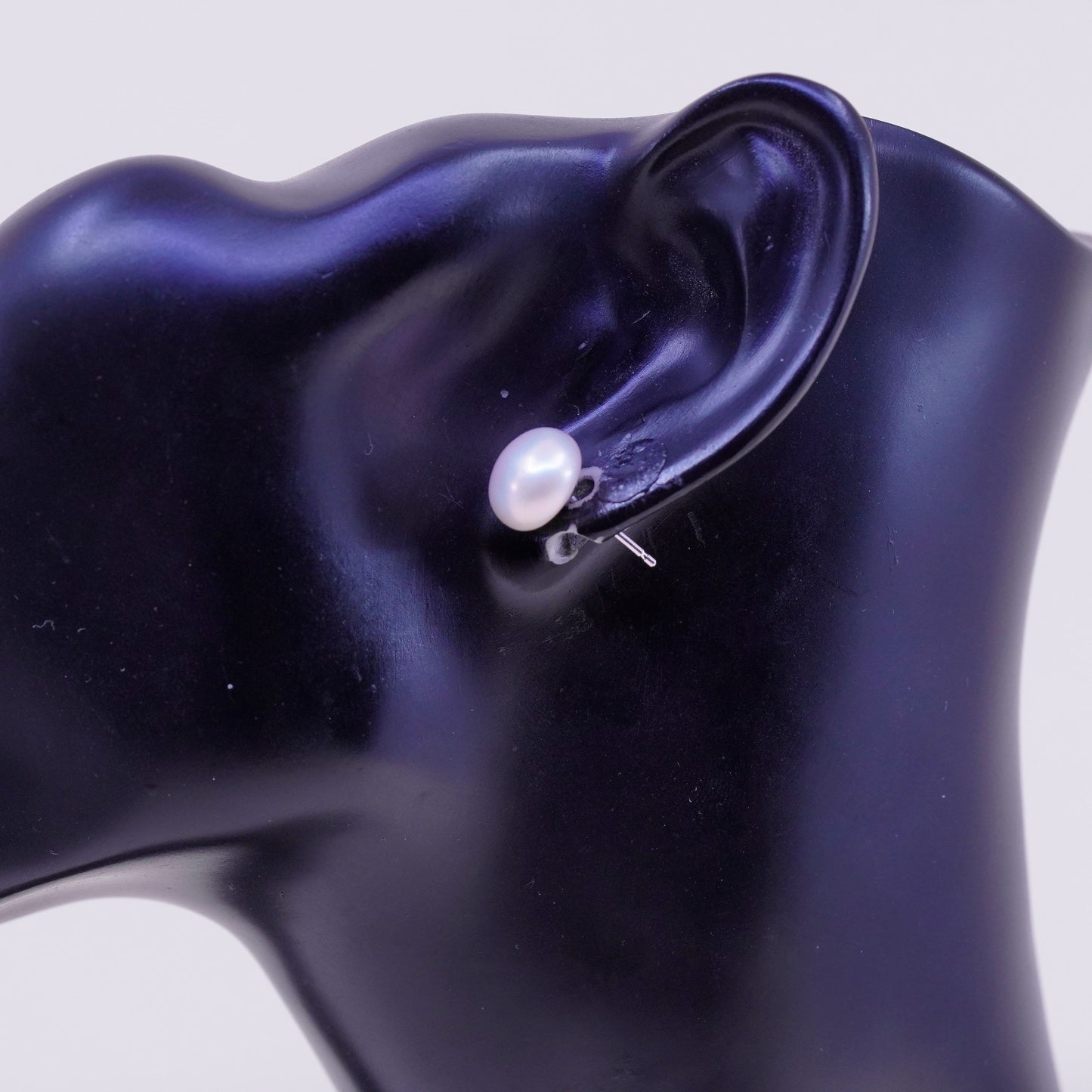 Vintage sterling silver earrings, 925 studs with pearl