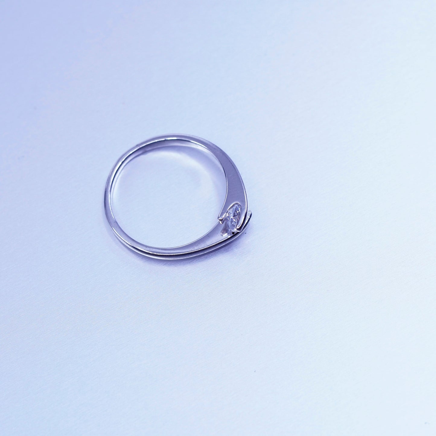 Size 7, vintage Sterling 925 silver handmade engagement ring with Cz