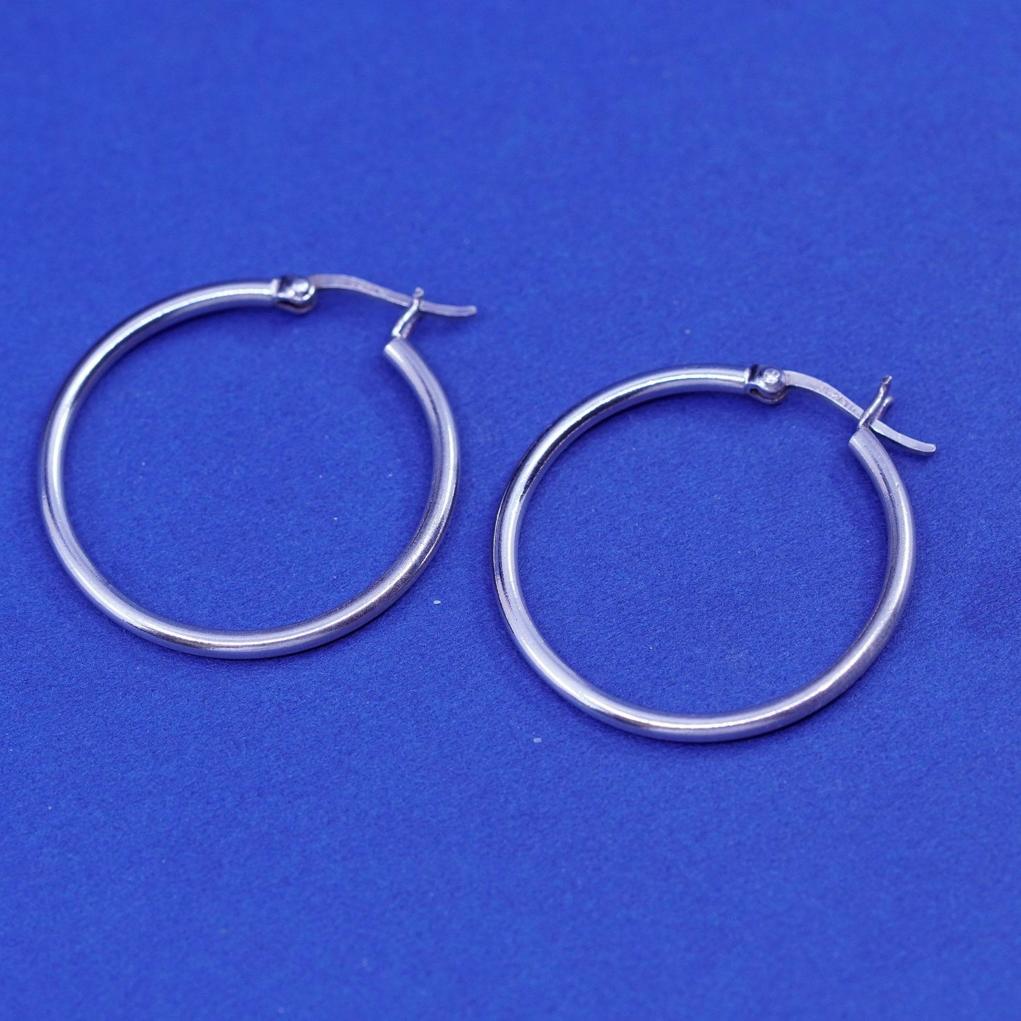 1”, vintage Sterling silver handmade earrings, 925 hoops, stamped 925