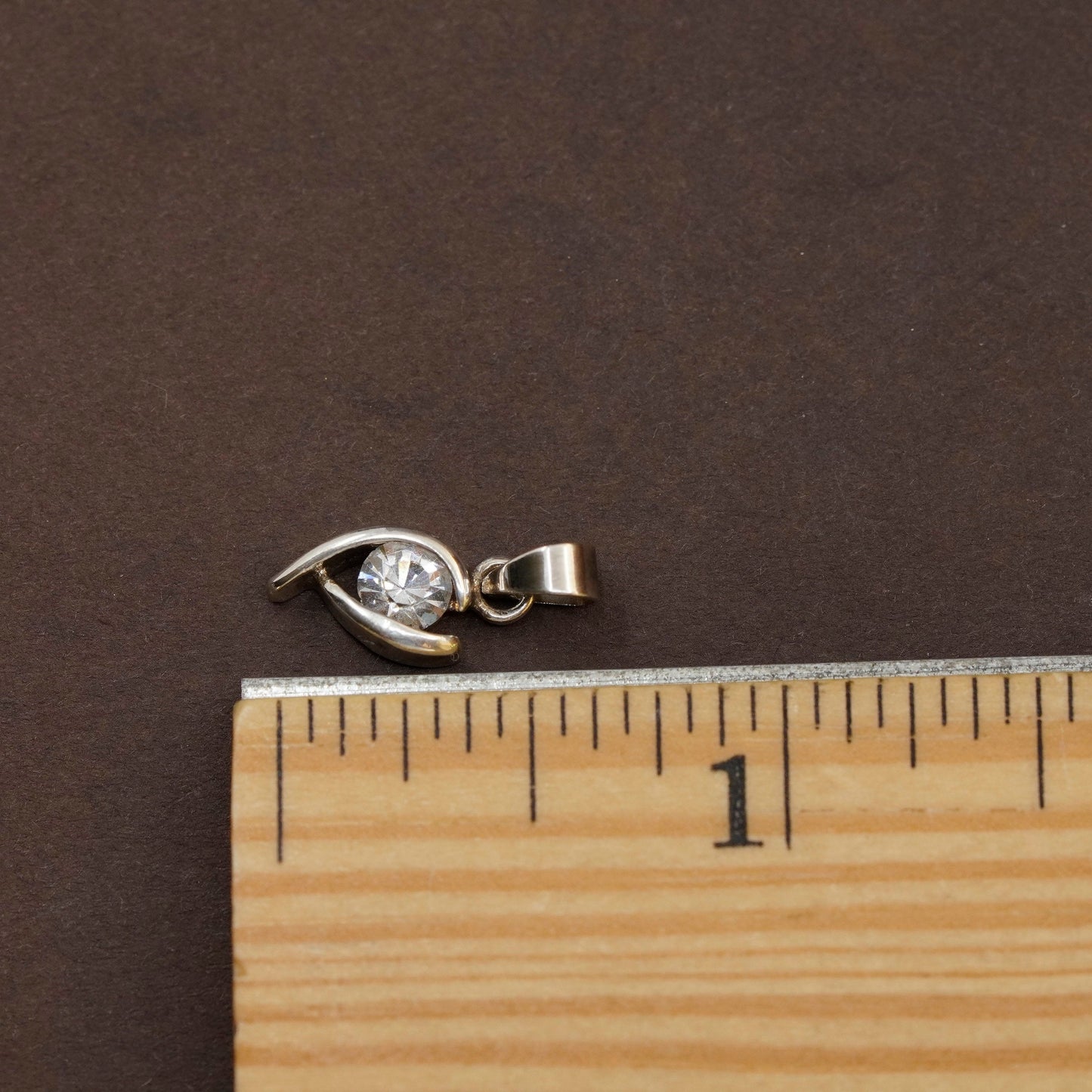 Vintage Sterling 925 silver handmade tiny pendant with cz