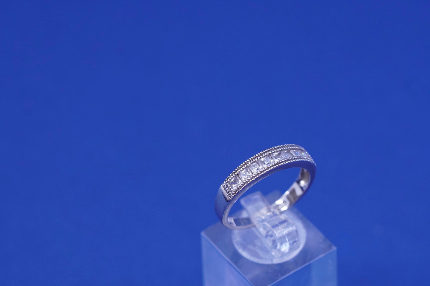 Size 9.5, vintage Sterling silver handmade ring, solid 925 silver band with cz