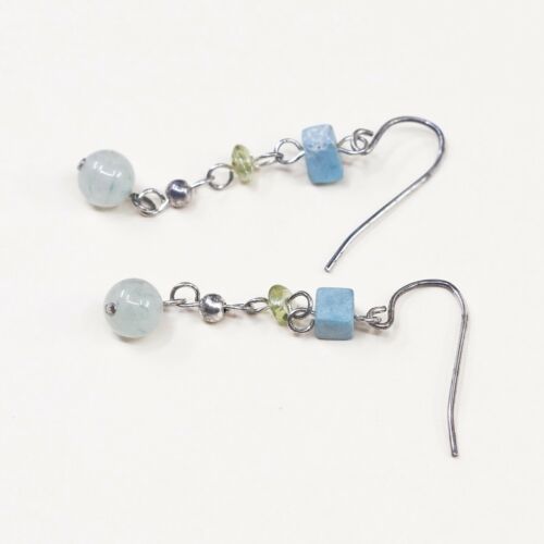Amazing handmade Sterling 925 Silver earrings, 925 Turquoise And Jade Dangle