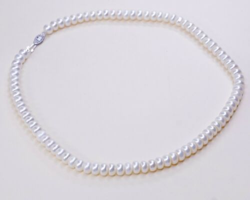 18" 6mm, Vtg handmade Freshwater Pearl Necklace With Sterling Silver Clasp