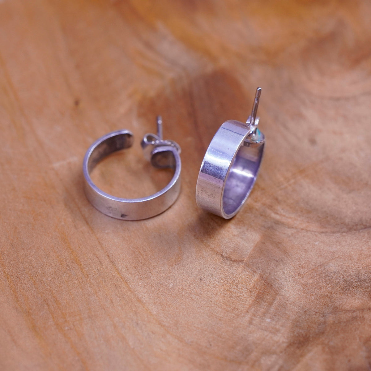 James Avery retired silver handmade earrings, modern 925 huggie, hoops studs
