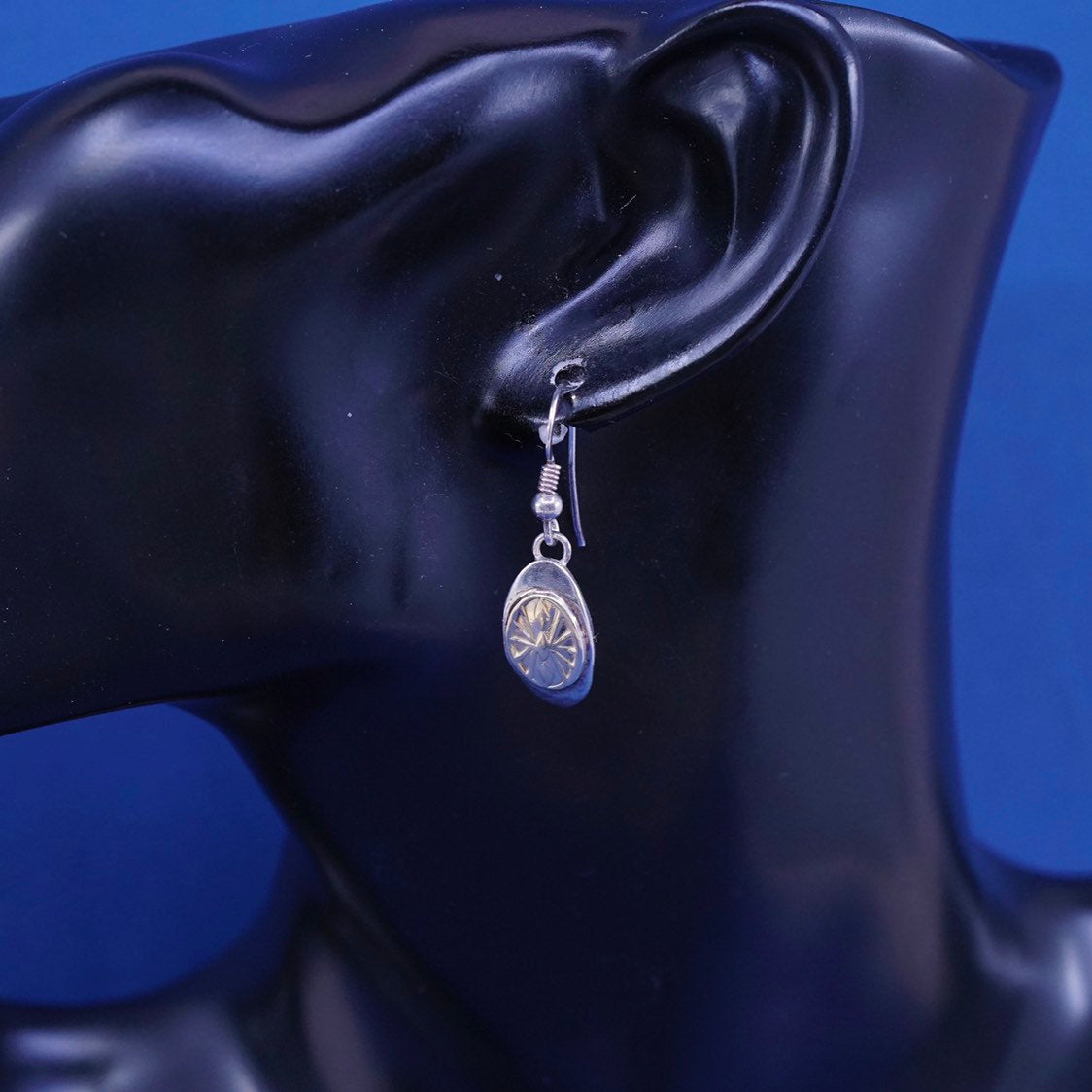 Navajo T.C. Case & Co Earrings 14k Gold and Sterling Silver Curved Egg Drops