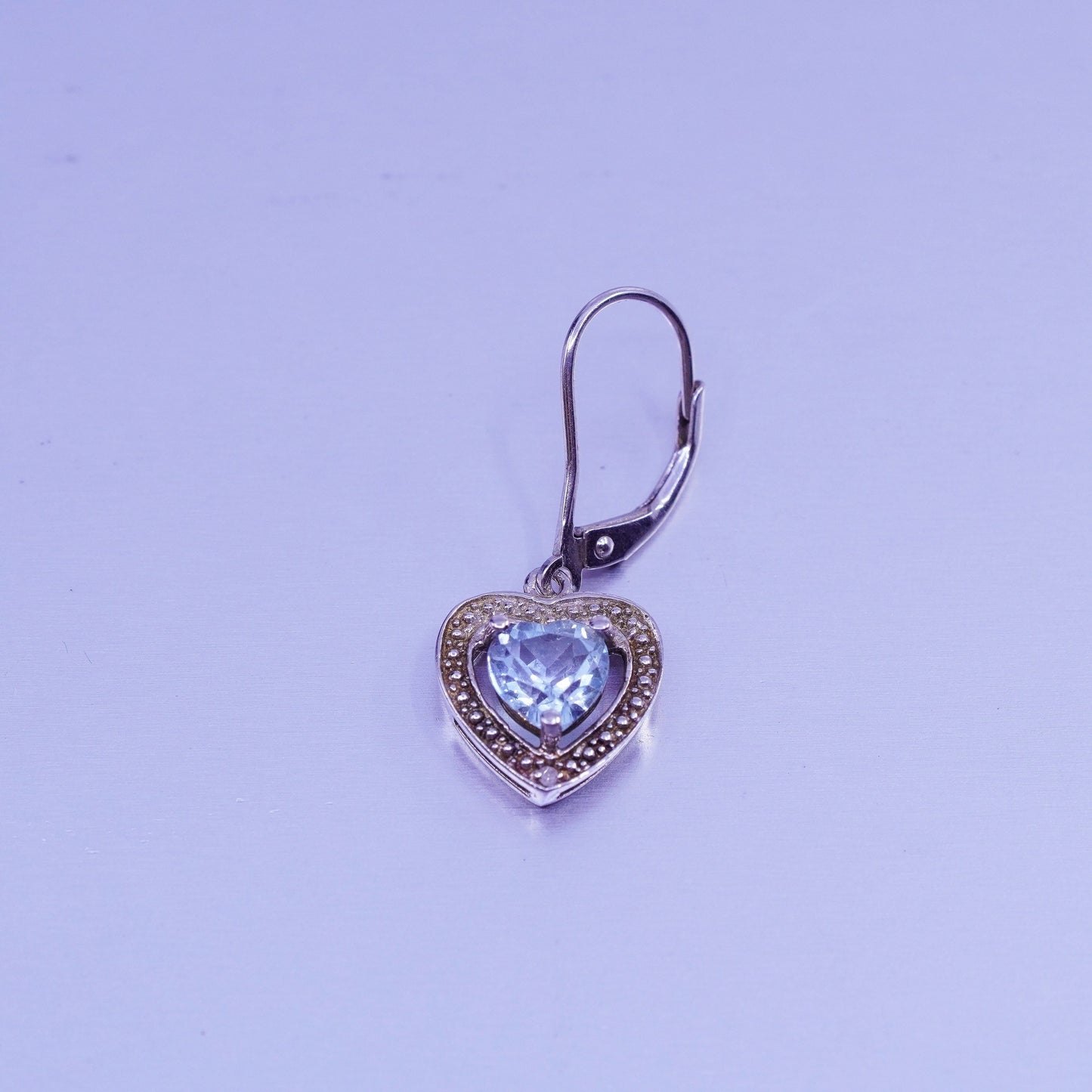Vintage Sterling 925 silver earrings with heart topaz and diamond