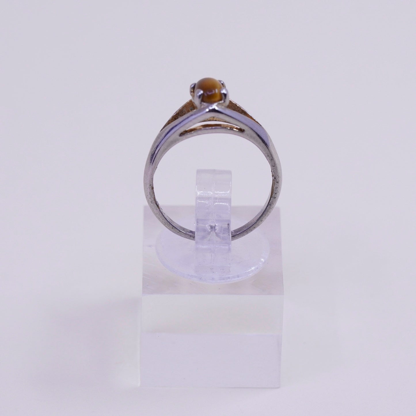 Size 5, Vintage sterling silver handmade 925 ring with golden tiger eye