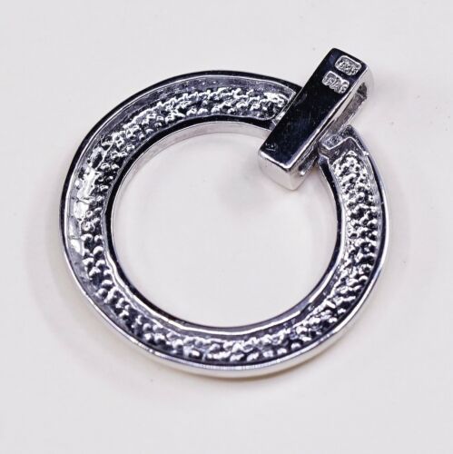 Vintage Sterling Silver Handmade Pendant, 925 Circle Pendant