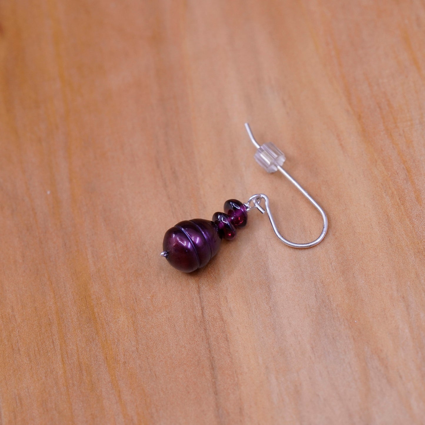 Vintage Sterling 925 silver handmade earrings with red pearl and garnet