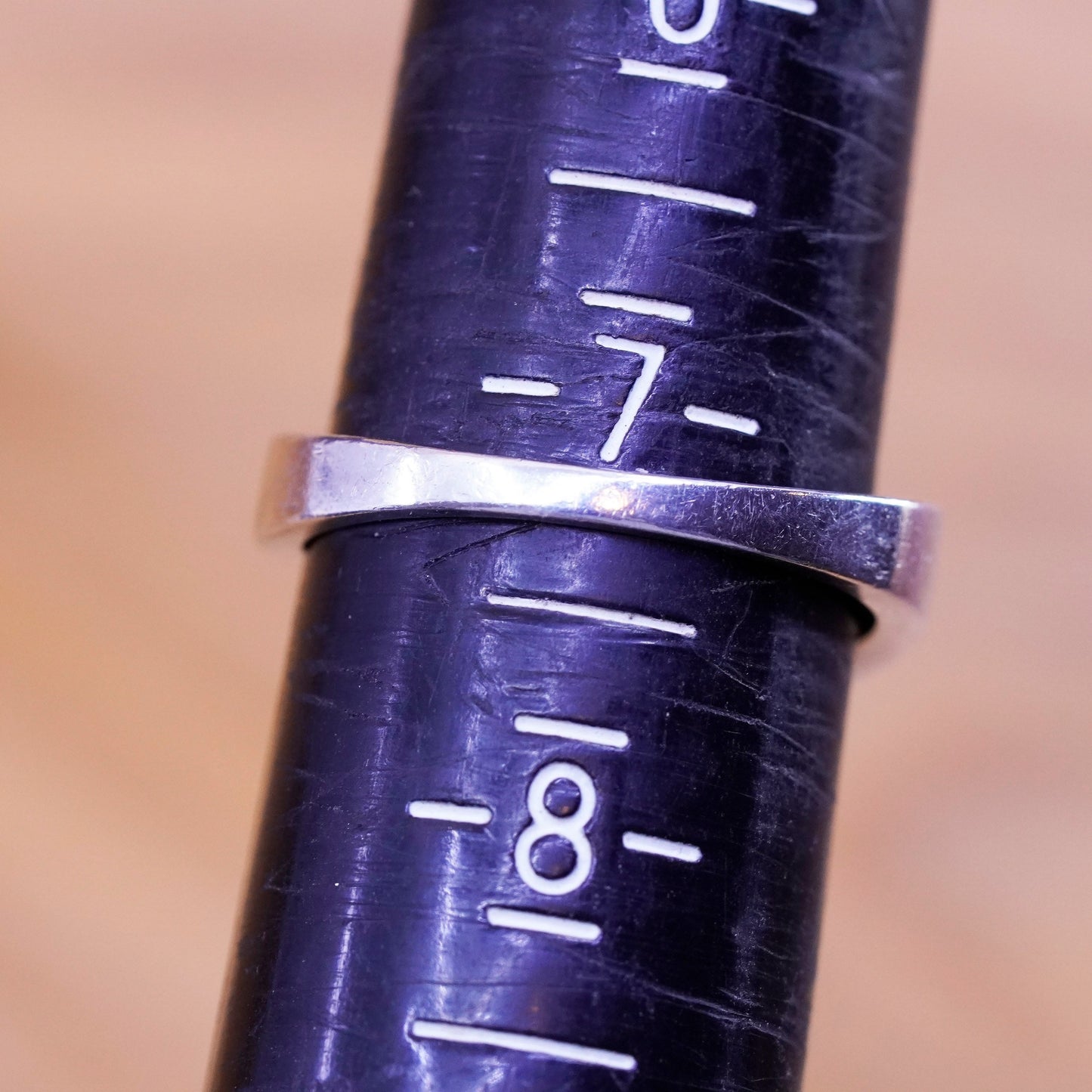 Size 7.25, Sterling silver handmade ring, 925 engagement band w/ triangular cz