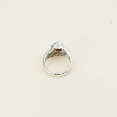 Sz 6, Vintage Handmade Sterling Silver Ring W/ Golden Tiger Eye, Stamped 925