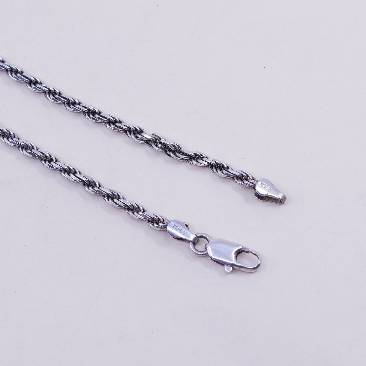 22”, 4mm, vintage Sterling silver necklace, 925 diamond rope chain