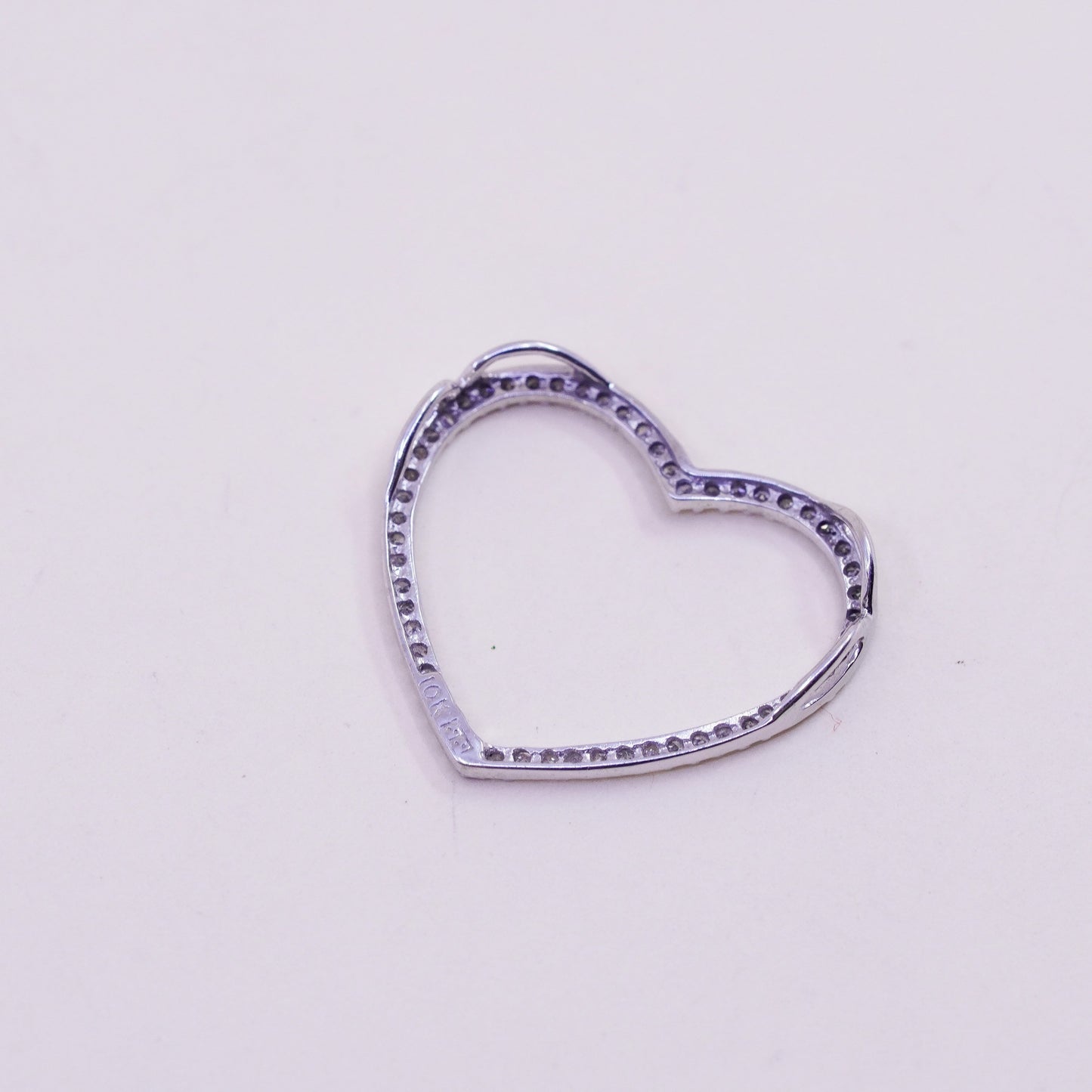 0.9g, 10K white gold Pendant, solid real gold heart Pendant genuine diamond