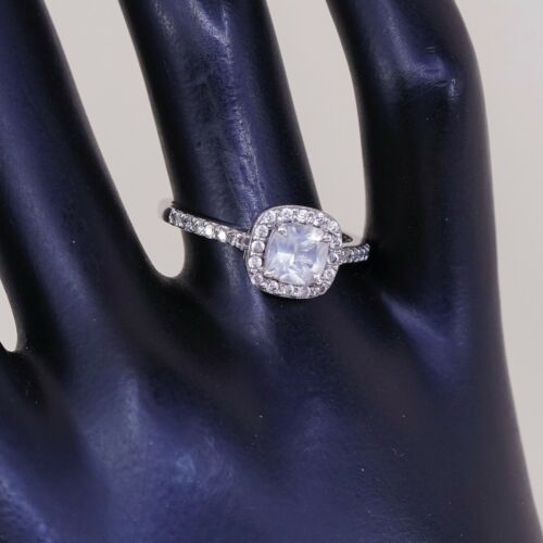 Sz 8, Vtg Sterling Silver Fashion Ring, 925 Silver Engagement Ring W/ Cz