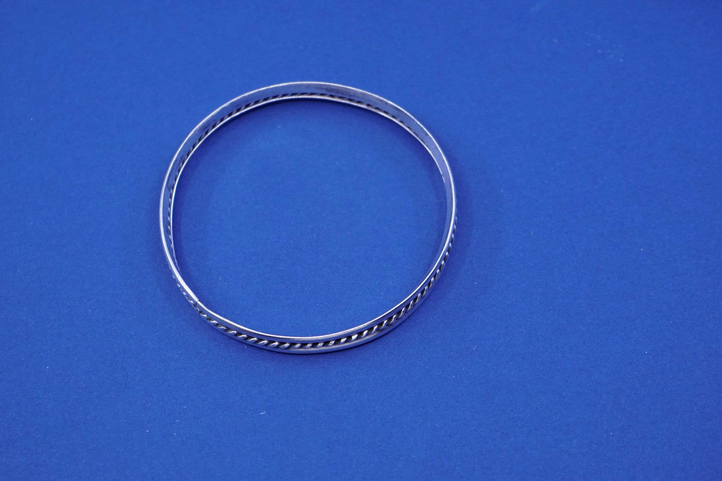 7.75”, vintage sterling silver handmade bracelet, 925 twisted cable bangle