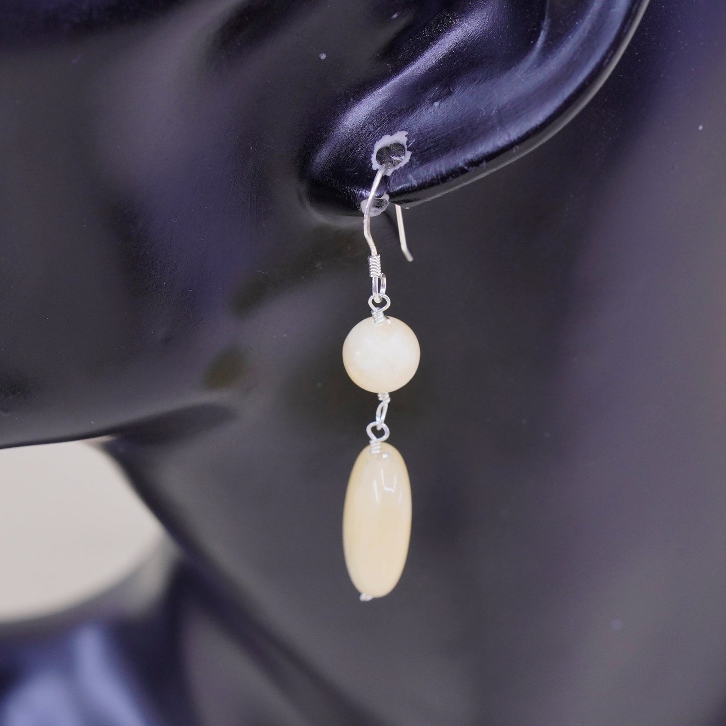 Vintage Sterling 925 silver handmade earrings with citrine