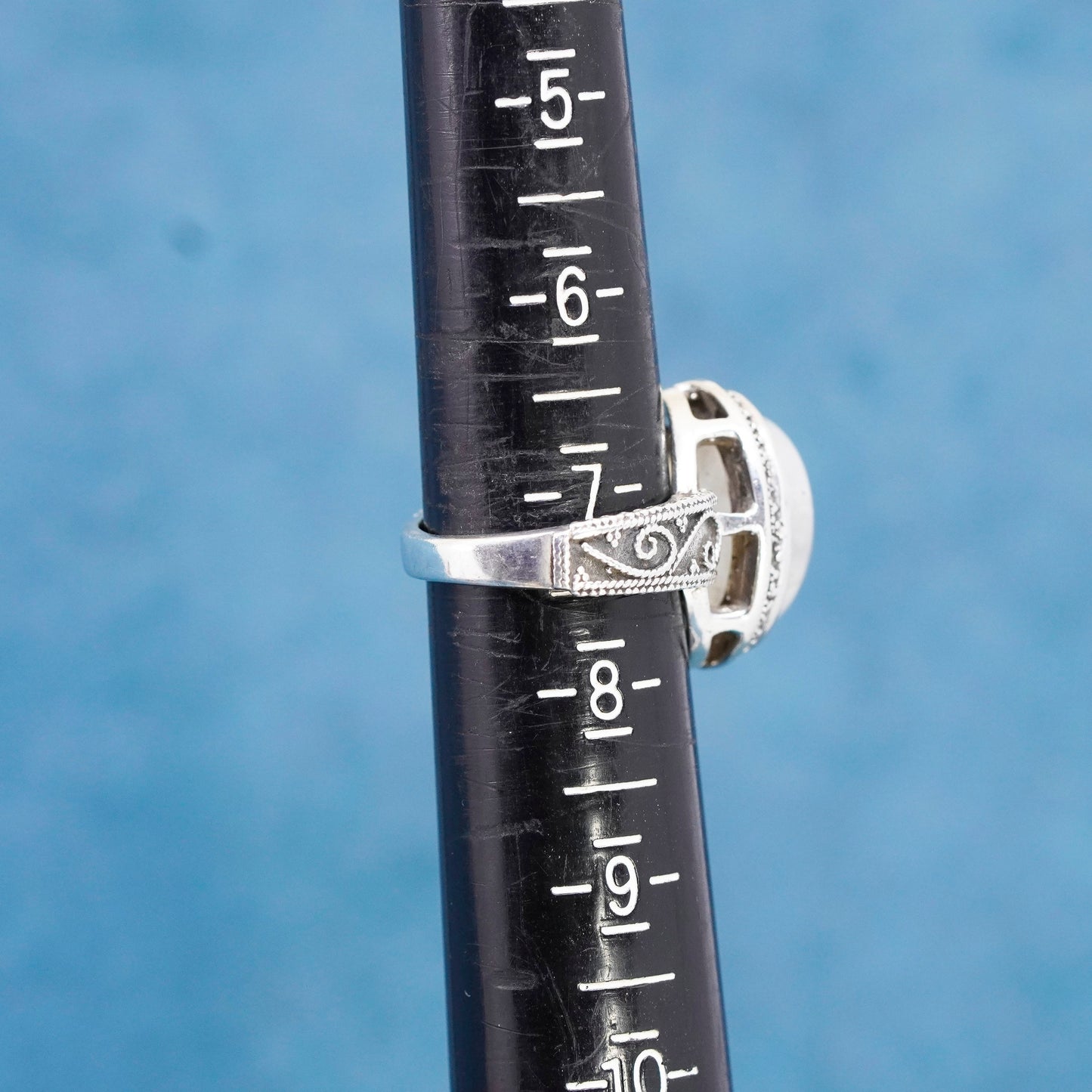 Size 7, vintage Sterling silver handmade ring, 925 band with moonstone