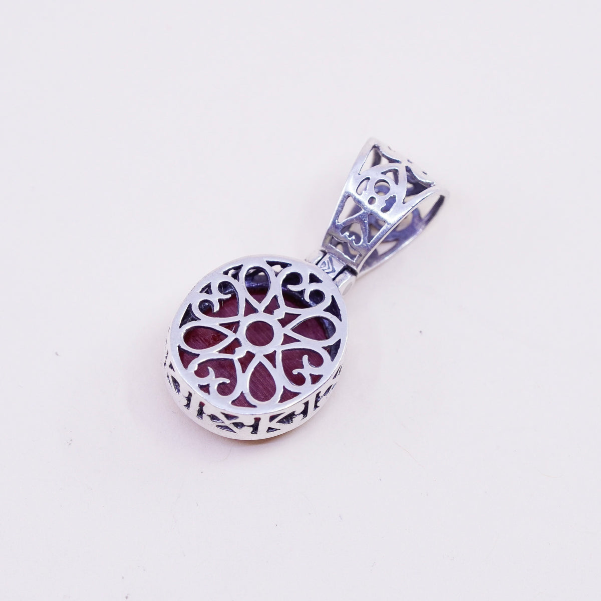 Silpada S1300sterling 925 silver handmade filigree pendant with red jasper