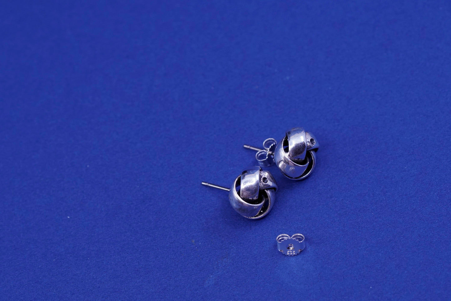 Vintage Sterling silver handmade earrings, 925 entwined studs