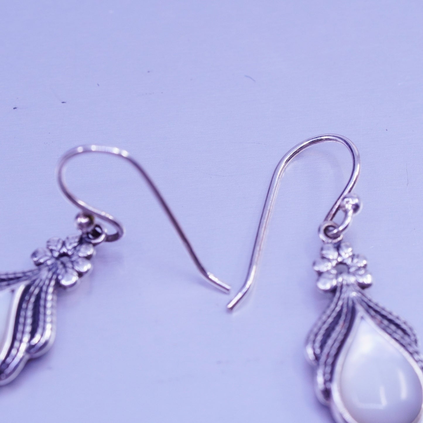 Vintage Sterling 925 silver handmade earrings with teardrop turquoise