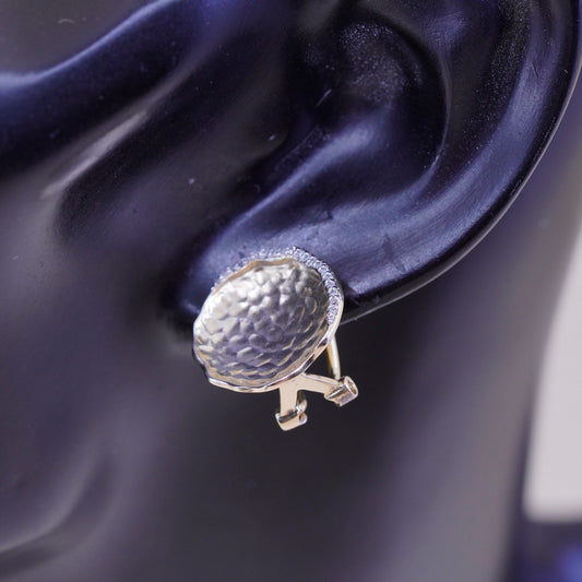 Gurhan vermeil 24K gold over Sterling silver earrings, 925 round studs diamonds